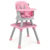 Hivvago 6-in-1 Convertible Baby High Chair With Adjustable Removable Tray-pink
