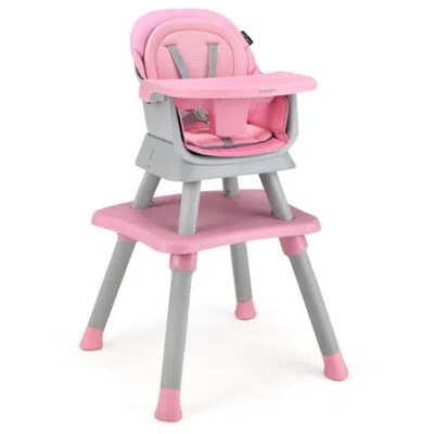 Hivvago 6-in-1 Convertible Baby High Chair With Adjustable Removable Tray-pink