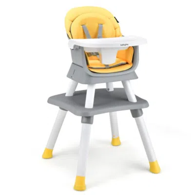 Hivvago 6-in-1 Convertible Baby High Chair With Adjustable Removable Tray-yellow