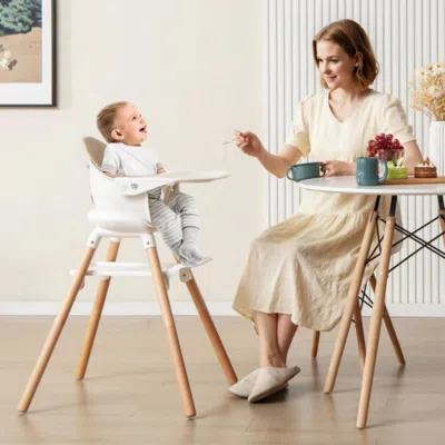 Hivvago 6 In 1 Convertible Highchair With Safety Harness And Removable Tray-beige In White