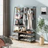 Hivvago 6-in-1 Freestanding Hall Tree Coat Rack With Bench And Fabric Dressers-rustic Brown