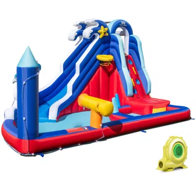 Hivvago 6-in-1 Inflatable Water Park With 735w Blower In Blue