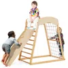 Hivvago 6-in-1 Jungle Gym Wooden Indoor Playground With Double-sided Ramp And Monkey Bars-natural