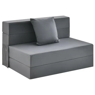 Hivvago 6 Inch Tri-fold Sofa Bed Folding Mattress With Pillow-dark Gray