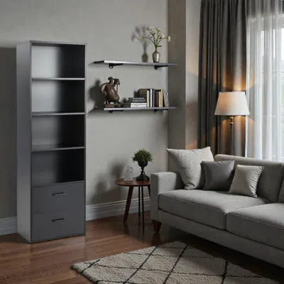 Hivvago 6-layer Freestanding Storage Bookshelf With Open Shelves And Drawers In Multi