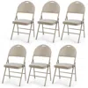 Hivvago 6 Pack Folding Chairs Portable Padded Office Kitchen Dining Chairs-beige