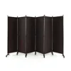 Hivvago 6 Panel 5.7 Feet Tall Rolling Room Divider On Wheels In Black