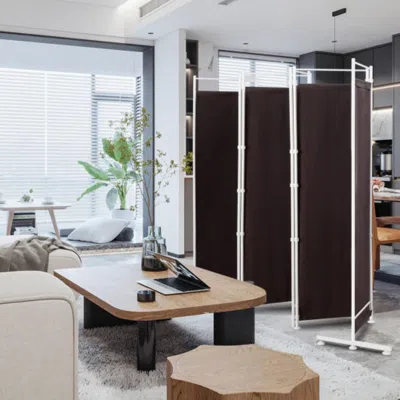 Hivvago 6-panel Room Divider Folding Privacy Screen-brown