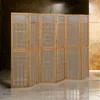Hivvago 6 Panel Room Divider Trellis, Foldable Brown Solid Wood Frame, 96 Inch In Brown