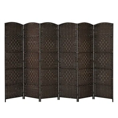 Hivvago 6-panel Weave Folding Fiber Room Divider Screen