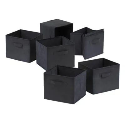 Hivvago 6-pc Foldable Fabric Basket Set Black