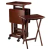 Hivvago 6-pc Snack Table Set Walnut