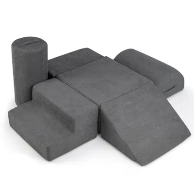 Hivvago 6-piece Baby Climbing Blocks With 30d High-density Foam And Carrying Handles-gray
