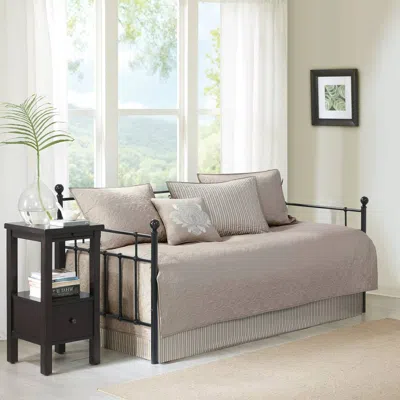 Hivvago 6-piece Country Cottage Quilted Khaki Reversible Day Bed Cover Set In Neutral