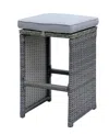 Hivvago 6 Piece Patio Bar Stool In Aluminum Wicker Frame And Padded Fabric Seat, Gray