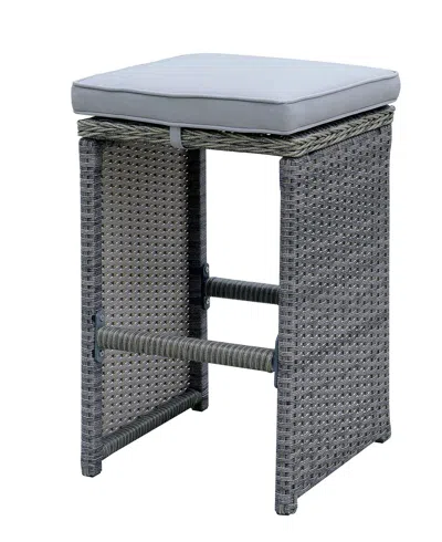 Hivvago 6 Piece Patio Bar Stool In Aluminum Wicker Frame And Padded Fabric Seat, Gray