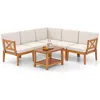 Hivvago 6 Pieces Acacia Wood Patio Furniture Set With Cushions And 2-tier Coffee Table-white