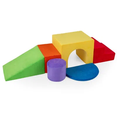 Hivvago 6 Pieces Foam Climbing Blocks For Kids With Slide And Tunnel