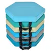 Hivvago 6 Pieces Multifunctional Hexagon Toddler Floor Cushions Classroom Seating With Handles-blue