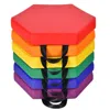 Hivvago 6 Pieces Multifunctional Hexagon Toddler Floor Cushions Classroom Seating With Handles-multicolor