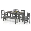 Hivvago 6 Pieces Patio Dining Bench Set Outdoor Hdpe Weather Resistant Table And Chairs Set In Gray