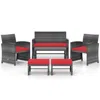 Hivvago 6 Pieces Patio Furniture Set Outdoor Sectional Conversation Pe Rattan Sofa Set In Gray