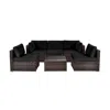 Hivvago 6 Pieces Patio Rattan Furniture Set With Cushions In Brown