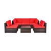 Hivvago 6 Pieces Patio Rattan Furniture Set With Cushions And Glass Coffee Table