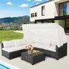 Hivvago 6 Pieces Patio Rattan Furniture Set With Retractable Canopy