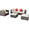 Hivvago 6 Pieces Patio Rattan Furniture Set With Sectional Cushion In Gray