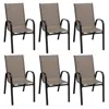 Hivvago 6 Pieces Patio Stackable Dining Chairs With Curved Armrests And Breathable Fabric