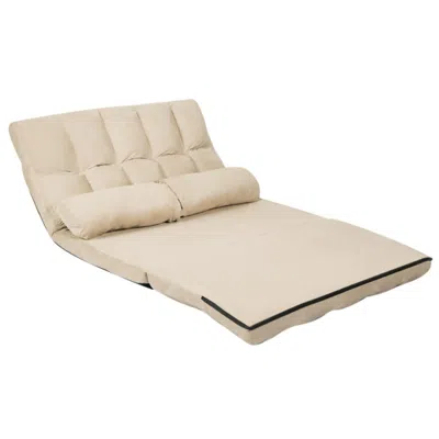 Hivvago 6-position Foldable Floor Sofa Bed With Detachable Cloth Cover-beige In Neutral