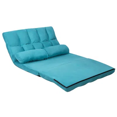 Hivvago 6-position Foldable Floor Sofa Bed With Detachable Cloth Cover-blue In Brown