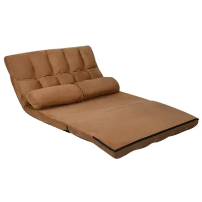 Hivvago 6-position Foldable Floor Sofa Bed With Detachable Cloth Cover-brown In Black
