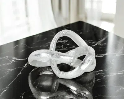 Hivvago 6" Silver Cast Iron Modern Abstract Infinity Knot Tabletop Sculpture In Multi