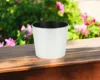 Hivvago 6" Silver Recycled Plastic Indoor Outdoor Round Pot Planter In White