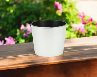 Hivvago 6" Silver Recycled Plastic Indoor Outdoor Round Pot Planter In White