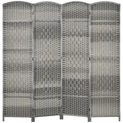 Hivvago 6' Tall Freestanding Wood Privacy Screen With 4 Panels In Gray