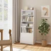 Hivvago 6-tier Bookcase Freestanding Ladder Bookshelf With 2 Adjustable Shelves And Flip Up Door-white