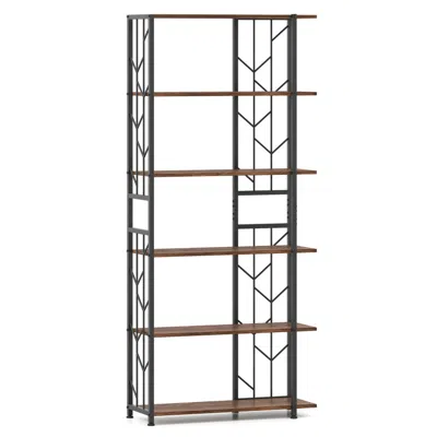 Hivvago 6-tier Bookshelf Modern Geometric Bookcase With Heavy-duty Metal Frame And Anti-tipping Kits In Black