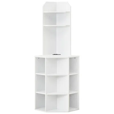 Hivvago 6-tier Corner Shelf With Charging Station And 2 Usb Ports In White