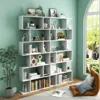 Hivvago 6 Tier S-shaped Bookshelf Storage Display Bookcase Decor Z-shelf -white