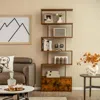 Hivvago 6-tier S-shaped Freestanding Bookshelf With Cabinet And Doors-coffee