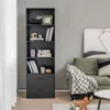 Hivvago 6-tier Tall Freestanding Bookshelf With 4 Open Shelves And 2 Drawers-black