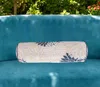 Hivvago 6" X 20" Beige Blue And Ivory Bolster Floral Indoor Outdoor Throw Pillow In Gray