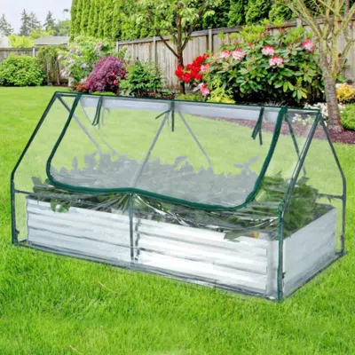 Hivvago 6 X 3 X 3 Feet Galvanized Raised Garden Bed With Greenhouse In White