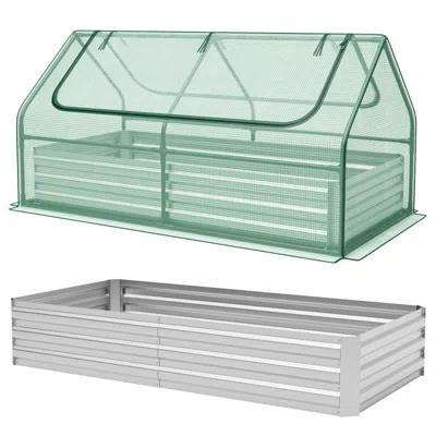 Hivvago 6 X 3 X 3 Feet Galvanized Raised Garden Bed With Greenhouse-green