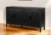 Hivvago 60" Black Distressed Sideboard With Four Doors In Black