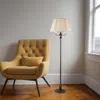 Hivvago 60" Bronze Metal Four Light Floor Lamp With Beige Fabric Square Shade In Yellow