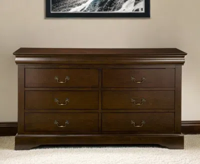Hivvago 60" Brown Solid Wood Six Drawer Double Dresser
